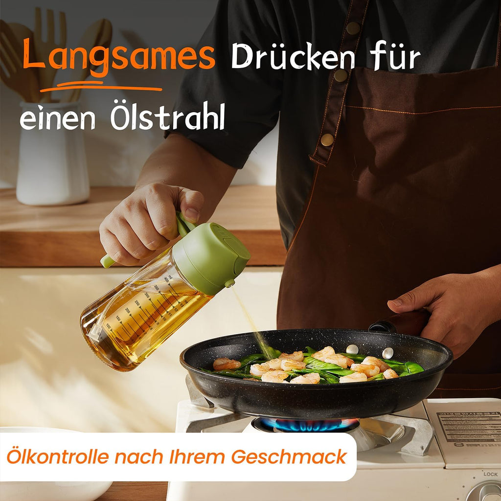 Oelsprueher lichtschuetzend Gruen 2-in-1 Oelspender und Spruehflasche