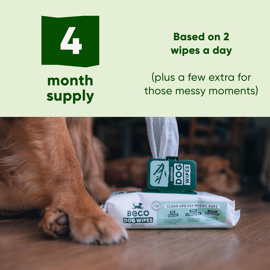 Beco Hundetuecher 4x80 Stueck pflanzlich plastikfrei Pfoten Koerper Po verschiedene