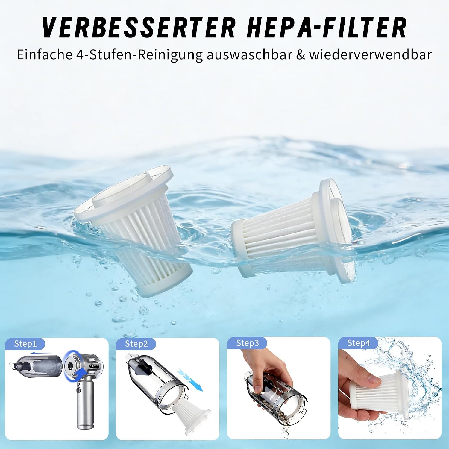 Citybee Akku-Handstaubsauger kabellos 25000 Pa Mini Staubsauger
