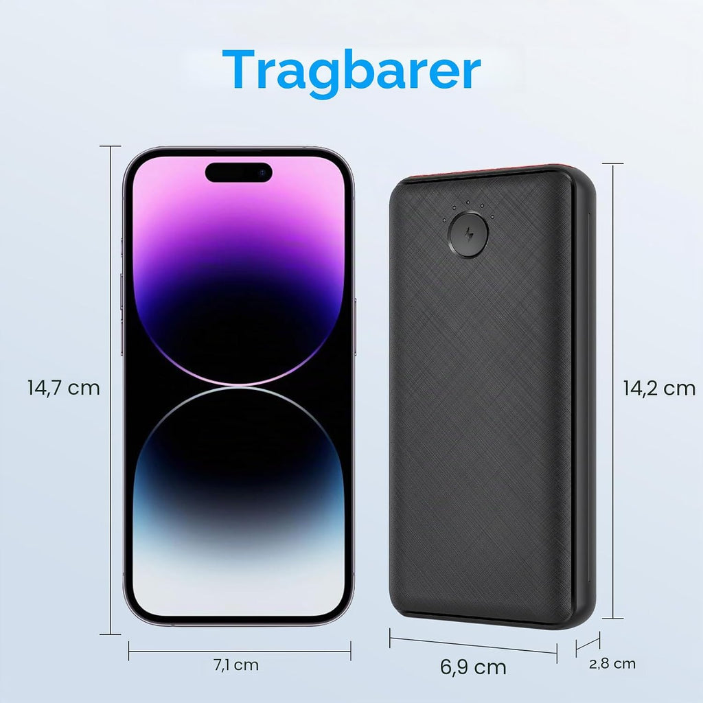 Powerbank 27000 mAh 22,5 W Power Delivery PD Schnellladung mit Taschenlampe