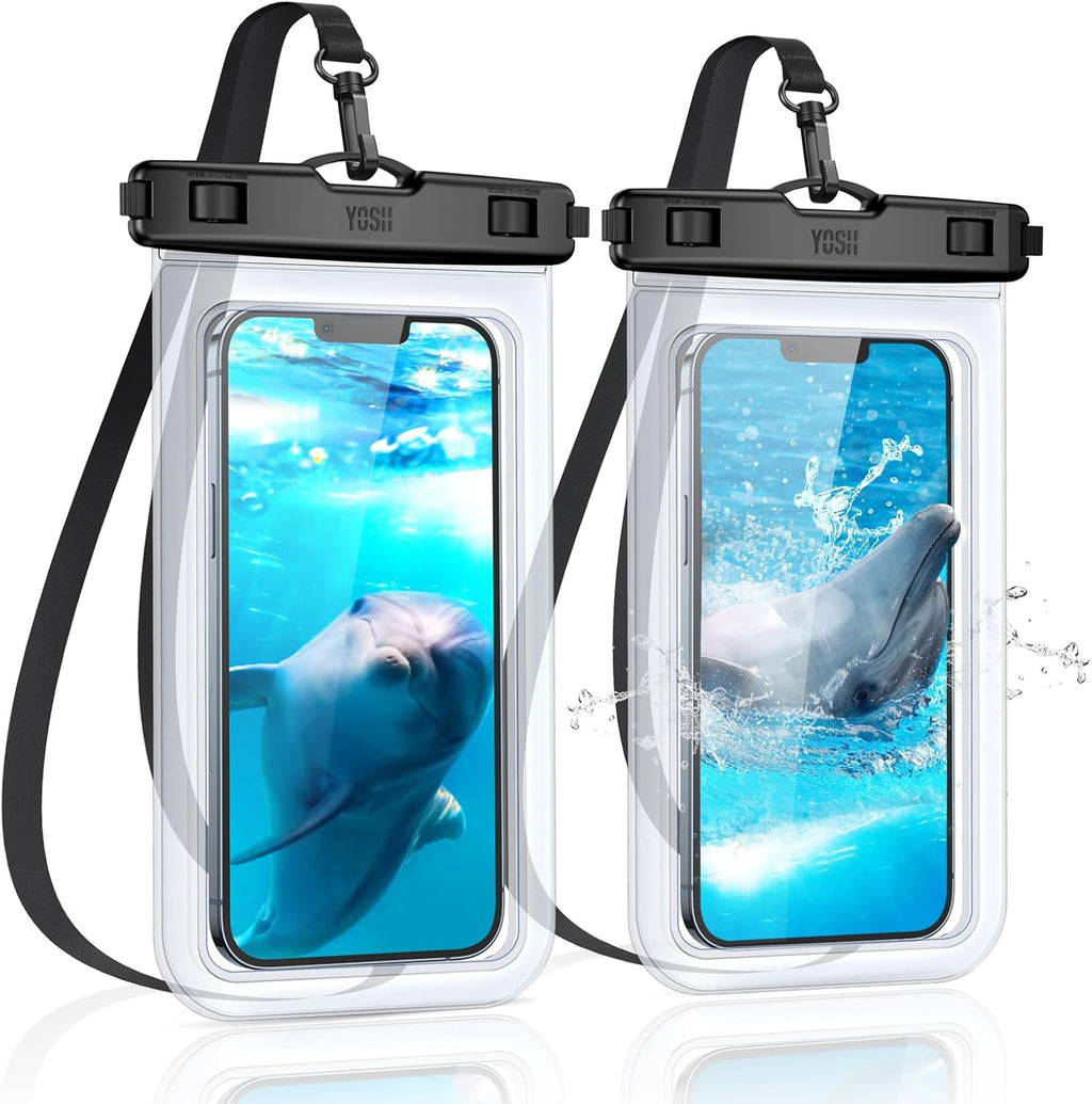 YOSH wasserdichte Handytasche 7,0" IPX8 Unterwasser Huelle 2er Set Clear