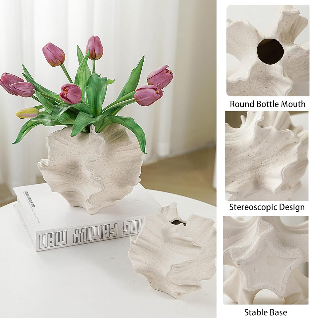Keramikvase SUKIYPO Beige Boho Nordic Deko Modern Blumenvase