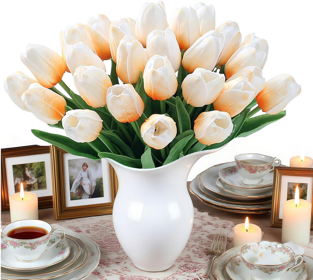 Kuenstliche Tulpen Real Touch Strauss 15 Stueck bunt kunstblumen