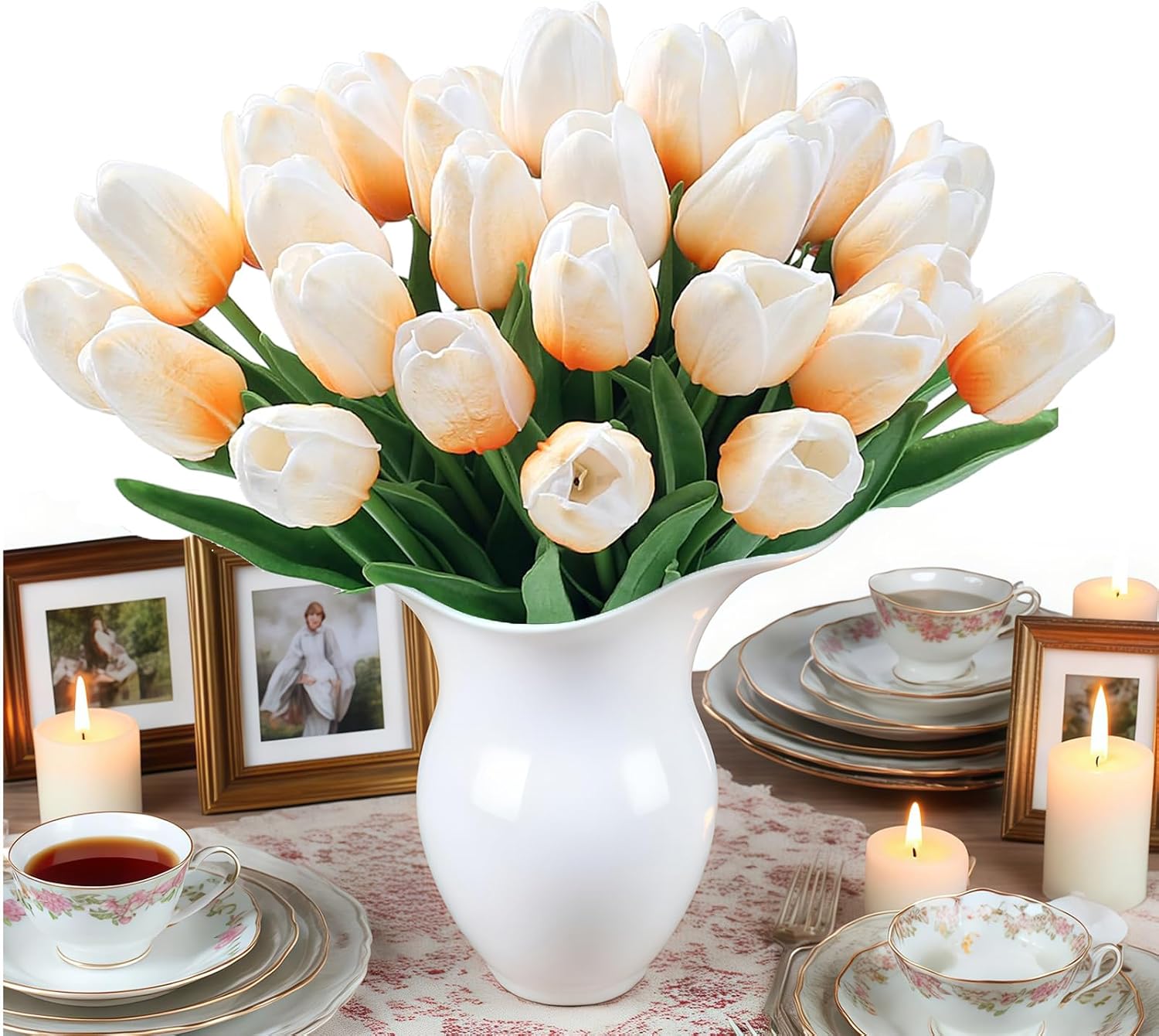 Kuenstliche Tulpen Real Touch Strauss 15 Stueck bunt kunstblumen