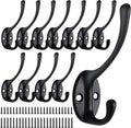 12x Garderobenhaken Wandhaken schwarz mit Schrauben Kleiderhaken Wandmontage