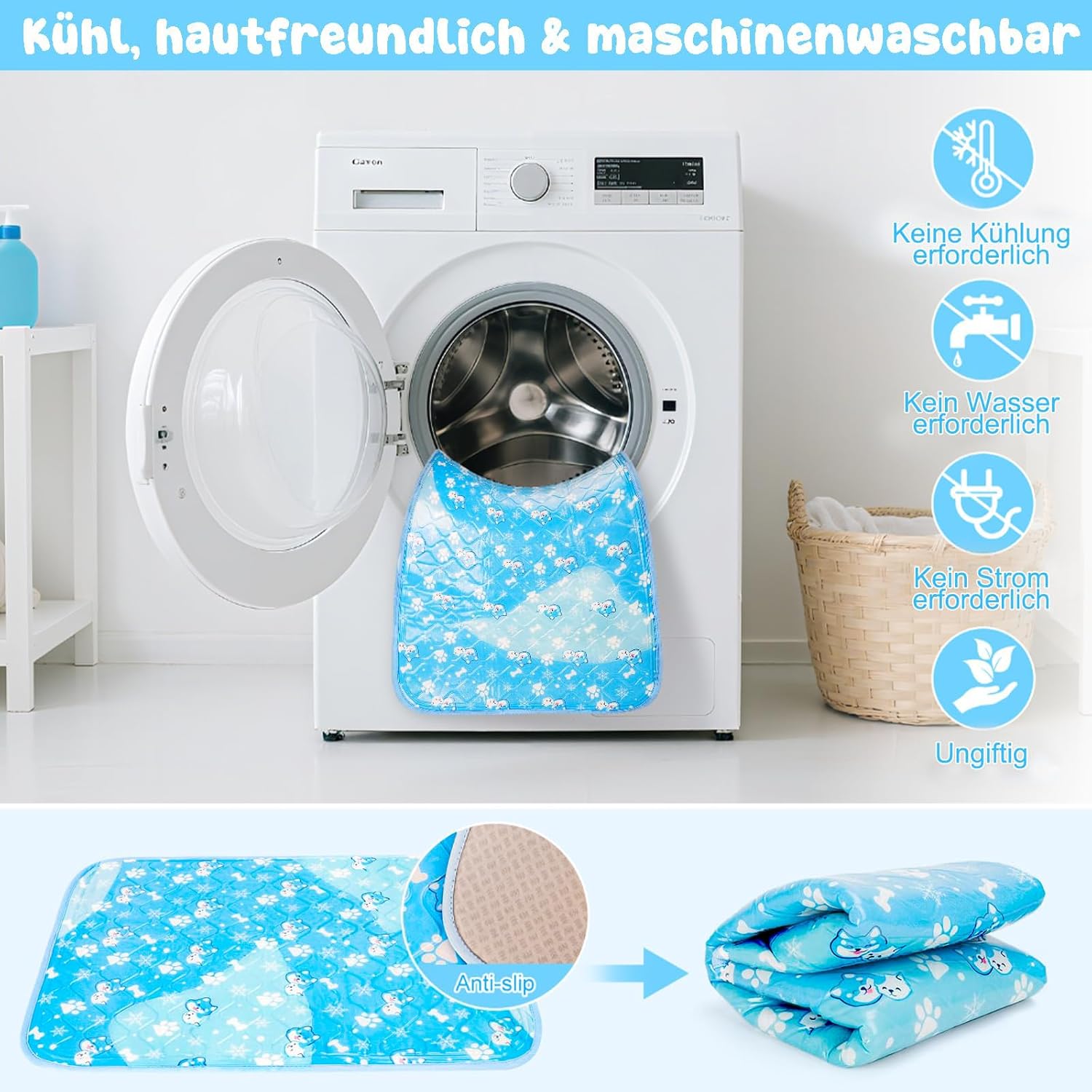 Kuehlmatte fuer Hunde selbstkuehlend krallenfest waschbar verschiedene Groessen