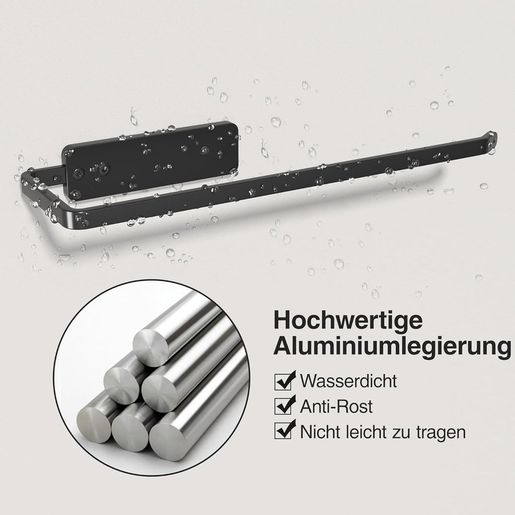 Niffgaff Kuechenrollenhalter selbstklebend 31 cm Aluminium schwarz ohne Bohren