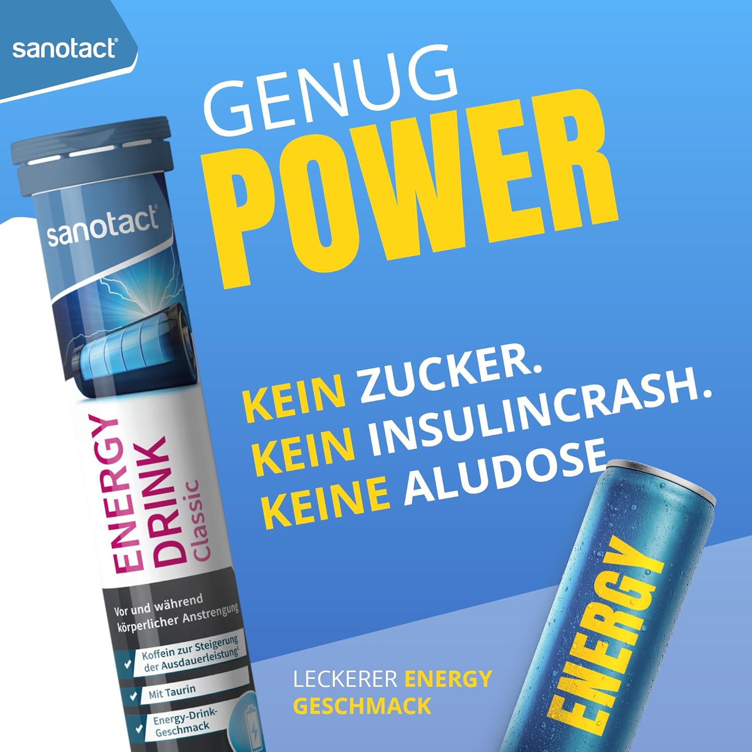 sanotact Brausetabletten Energy Drink - Taurin Koffein B‑Vitamine zuckerf
