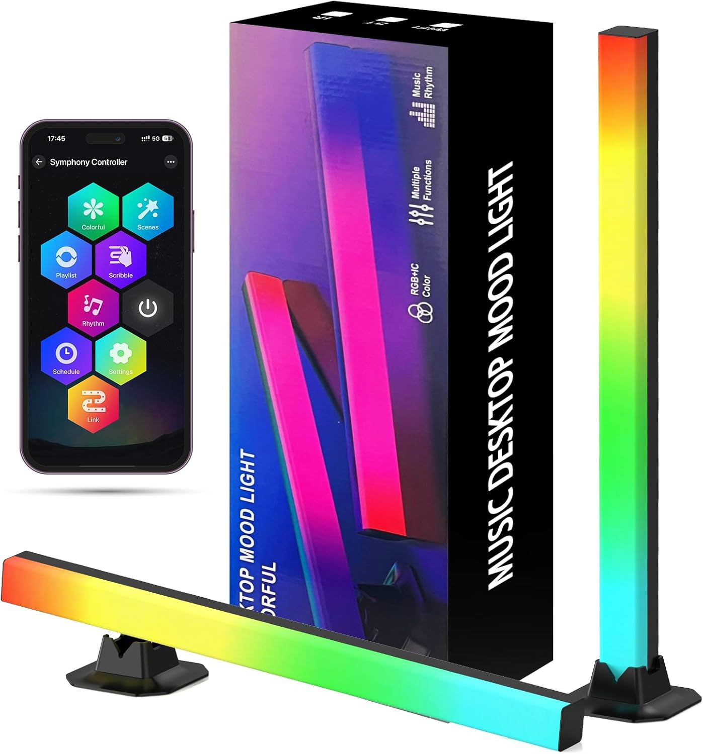 LED RGB Lightbar 2 Stueck 32 cm USB Ambient TV Beleuchtung mit Fernbedienung
