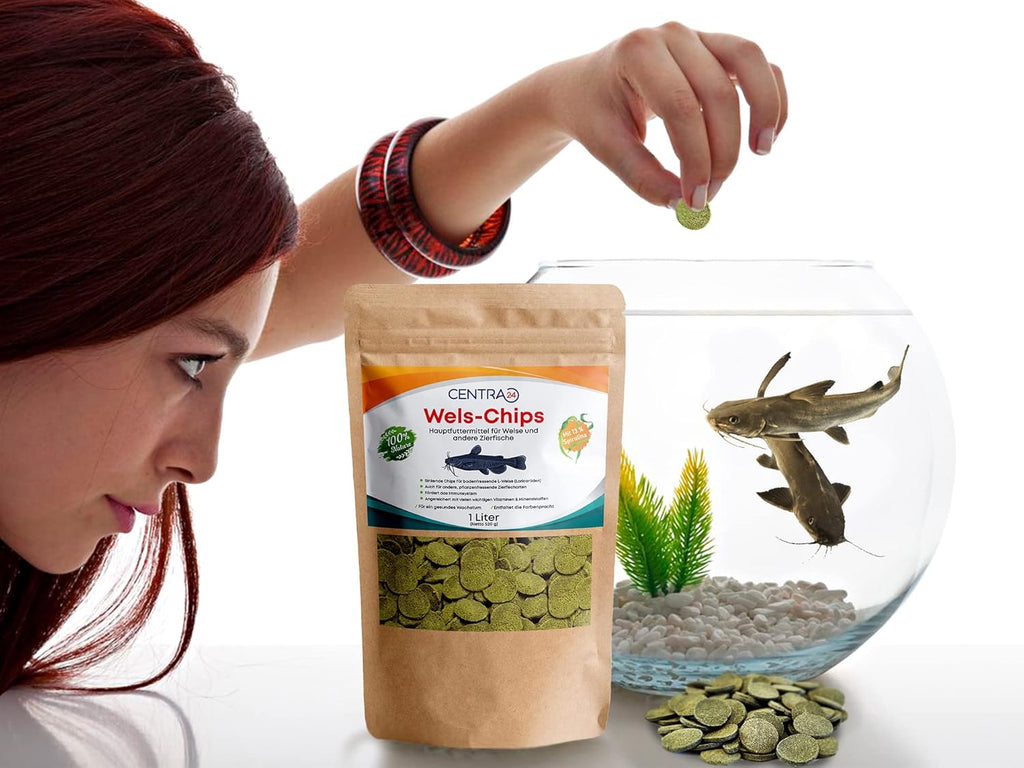 Centra24 Wels-Chips 1 l - Formstabile Wafer mit Spirulina & Vitaminen, Welsfutte