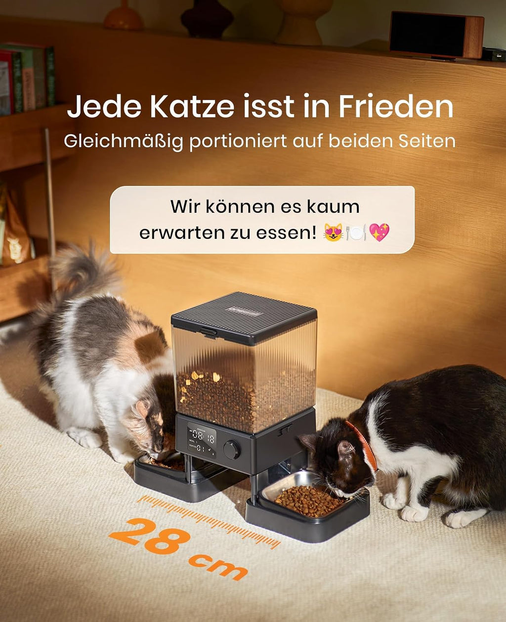 oneisall Futterautomat Katze mit 2 Naepfen WiFi App Steuerung Voice Recorder