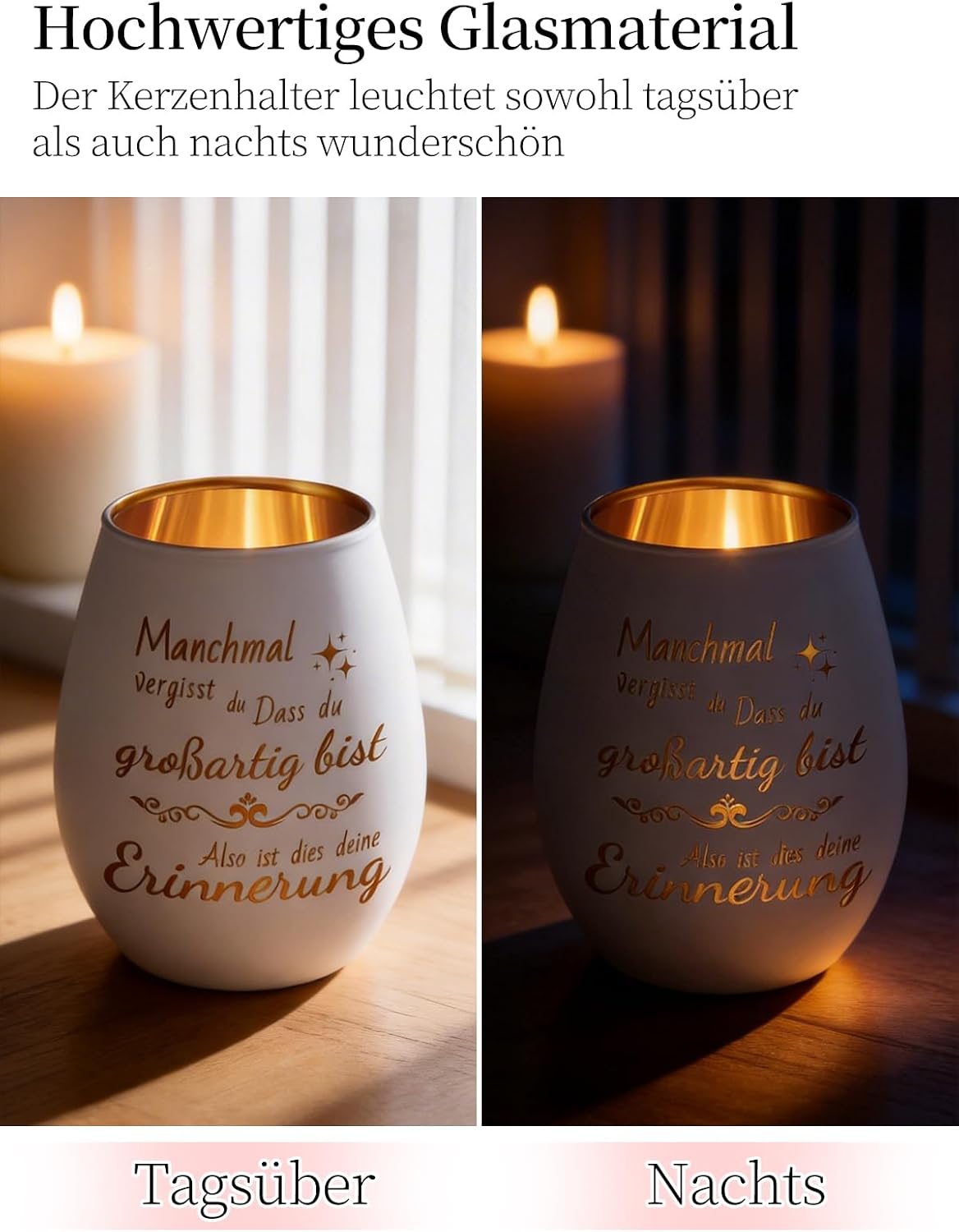 Windlicht mit Gravur verschiedene Farben Glas Windlichter Spruch Geschenk fuer Fr