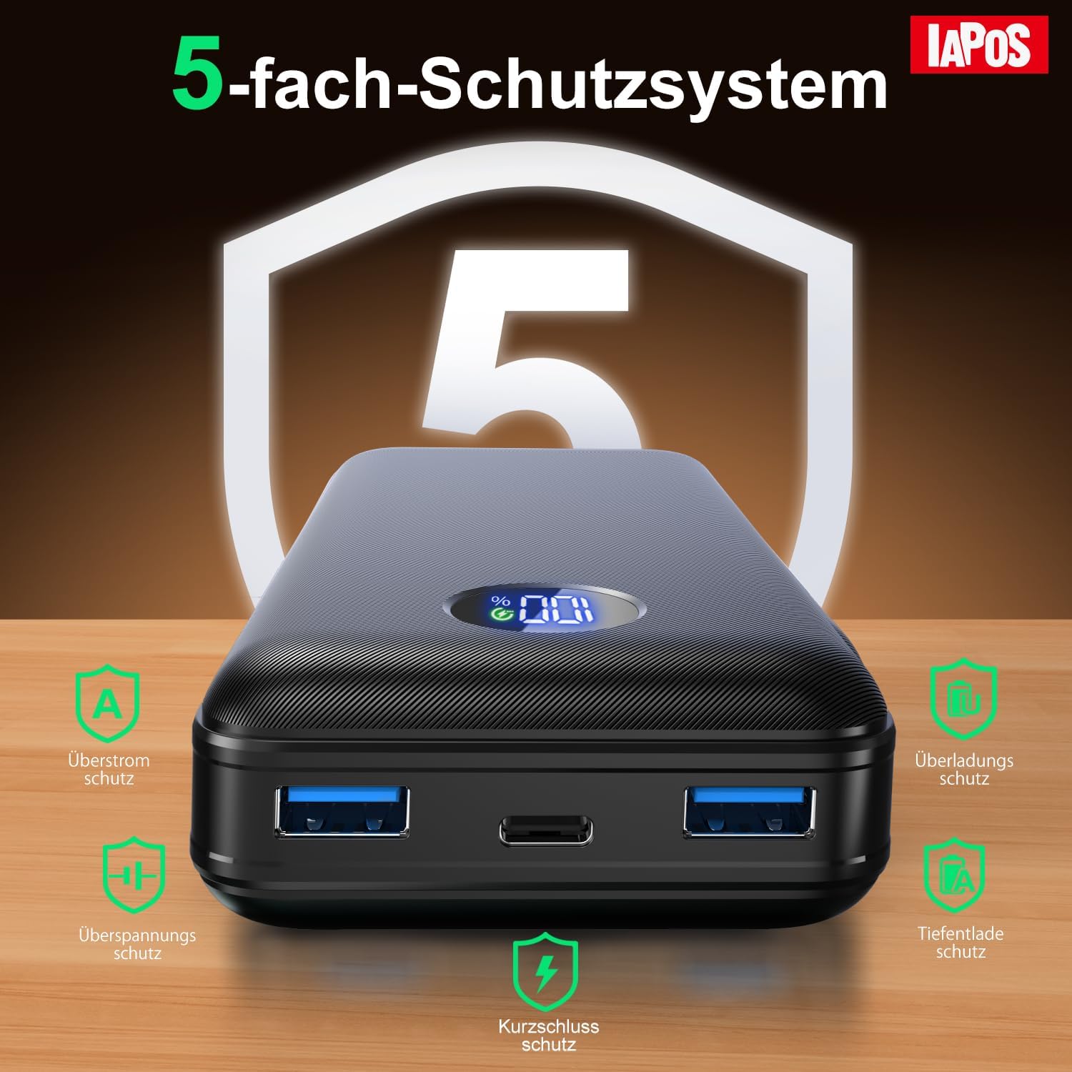 Powerbank 26800 mAh 22,5 W USB‑C Power Delivery Quick Charge