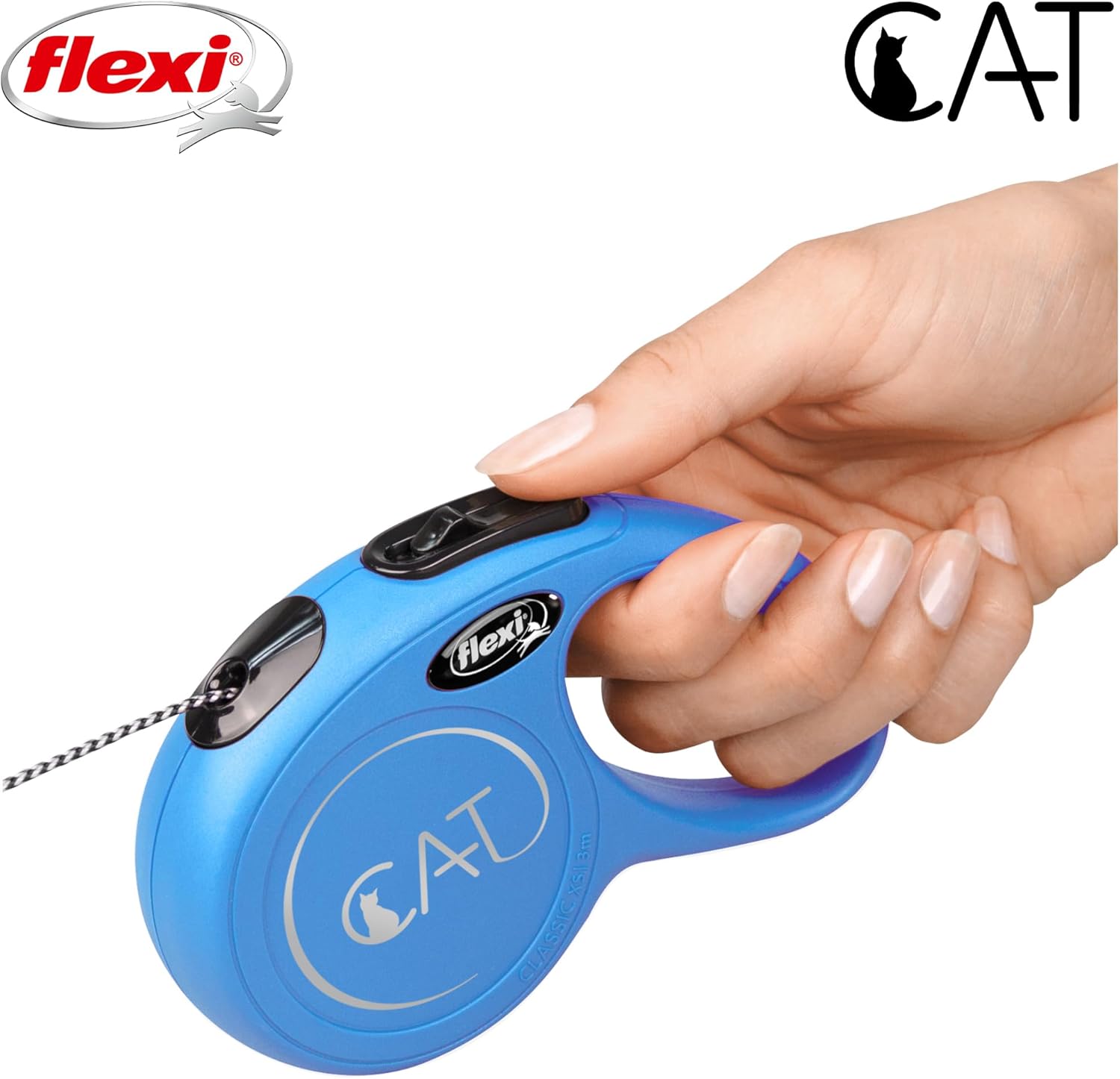 flexi CAT Seil 3 m schwarz Roll-Leine fuer Katzen bis, Mini-Taschenformat