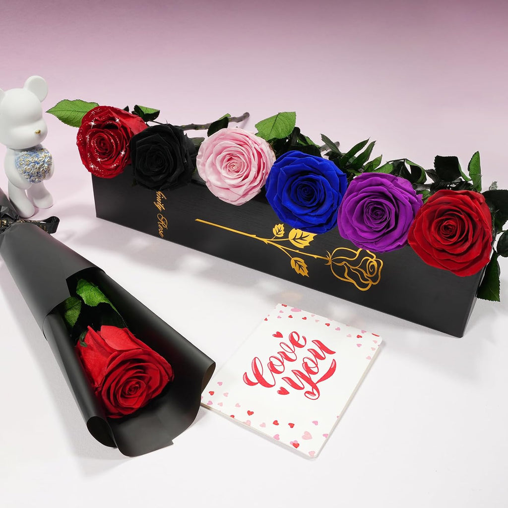 Yamonic Infinity Rose mit Stiel - Ewige Rose Geschenk fuer Frau Valentinstag