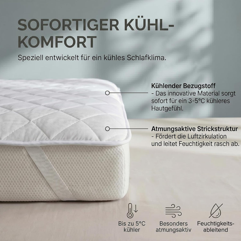 HOMESCAPES Kuehlender Matratzentopper 90x200 cm - atmungsaktive Cool-Touch Matrat