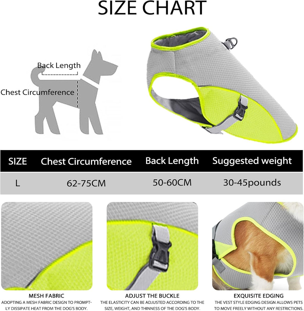 TYXHXTF Hundekuehlweste mit D-Ring Sommer Kuehljacke fuer Hunde Wandern Training