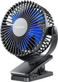 Gaiatop Mini USB-Tischventilator, Clip, Akku, 3 Geschwindigkeiten, Schwarz