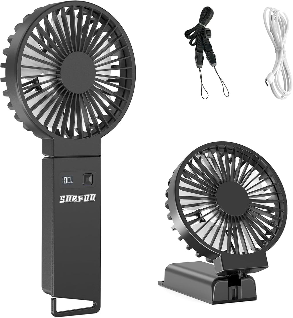 SURFOU Handventilator 4000mAh Akku USB-C wiederaufladbar 4 Geschwindigkeiten lei