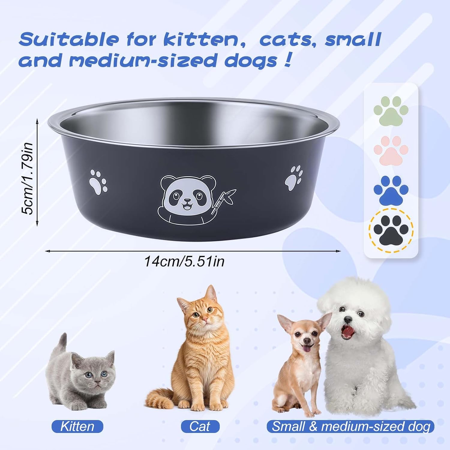 4x Katzennapf Edelstahl 14 cm Futternapf Set Rutschfest Katze Hund
