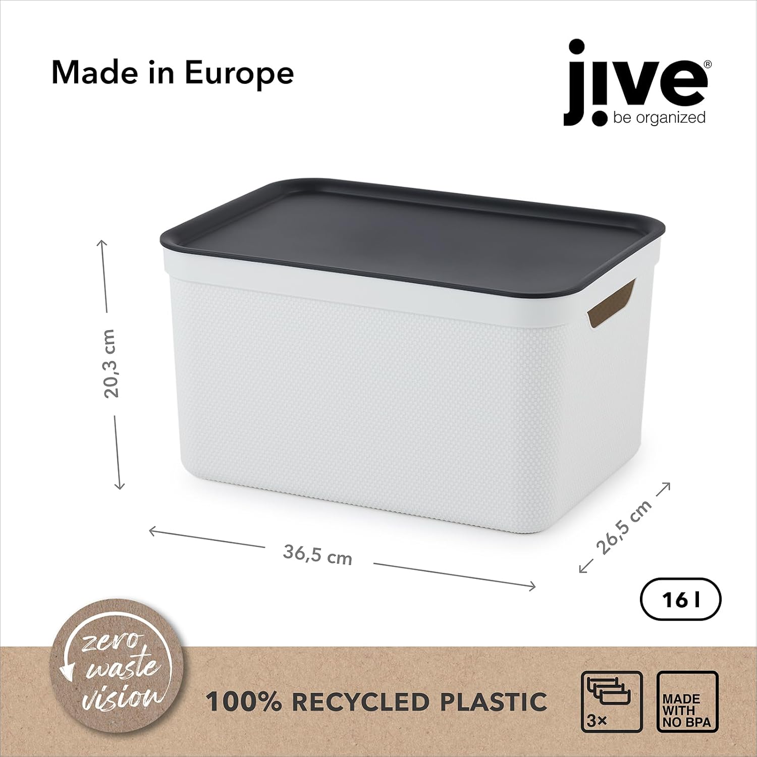 Jive Aufbewahrungsbox 3er Set mit Deckel Kunststoff Gruen Anthrazit