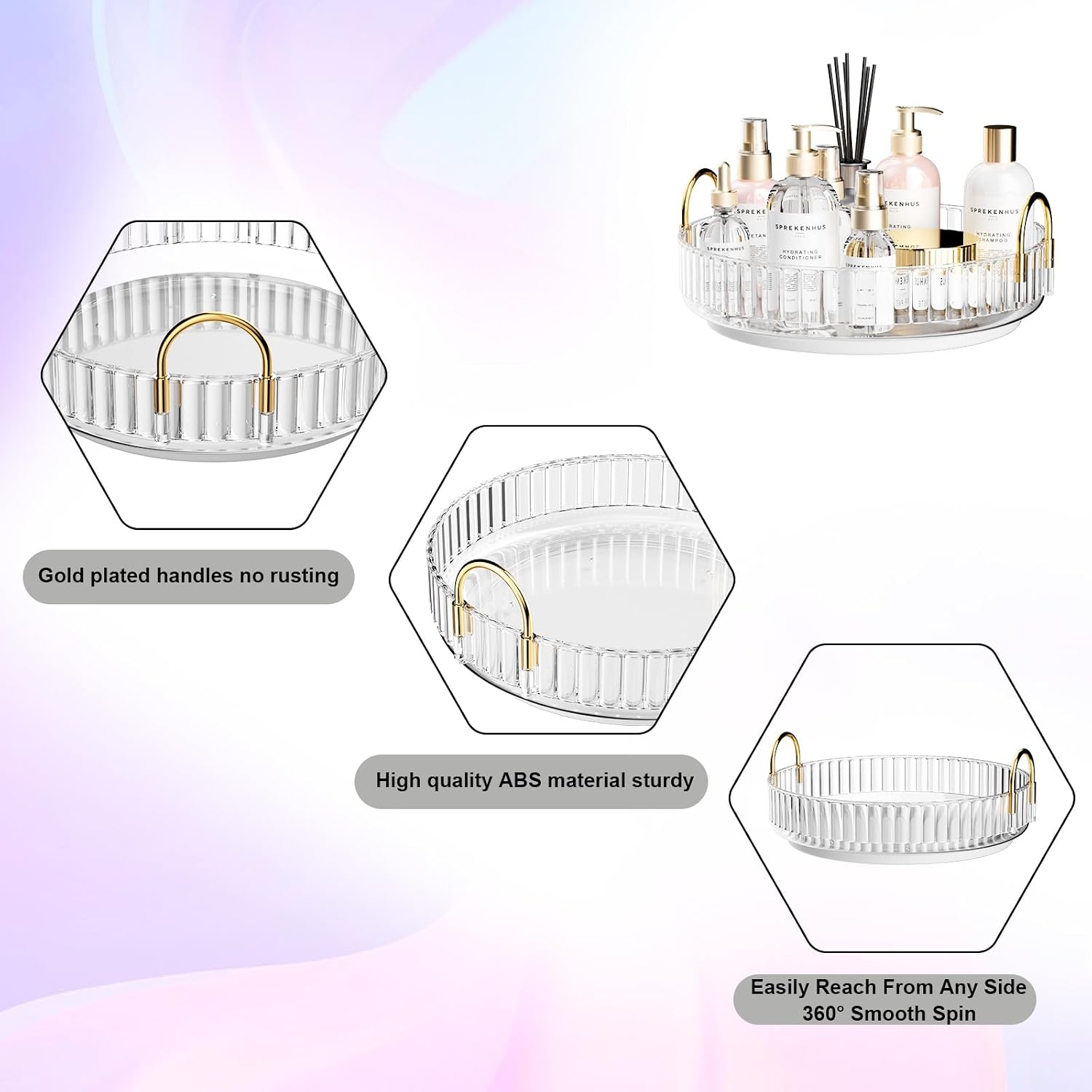 Make-up Organizer 360° drehbar transparent 1 Ebene Kosmetik Aufbewahrung