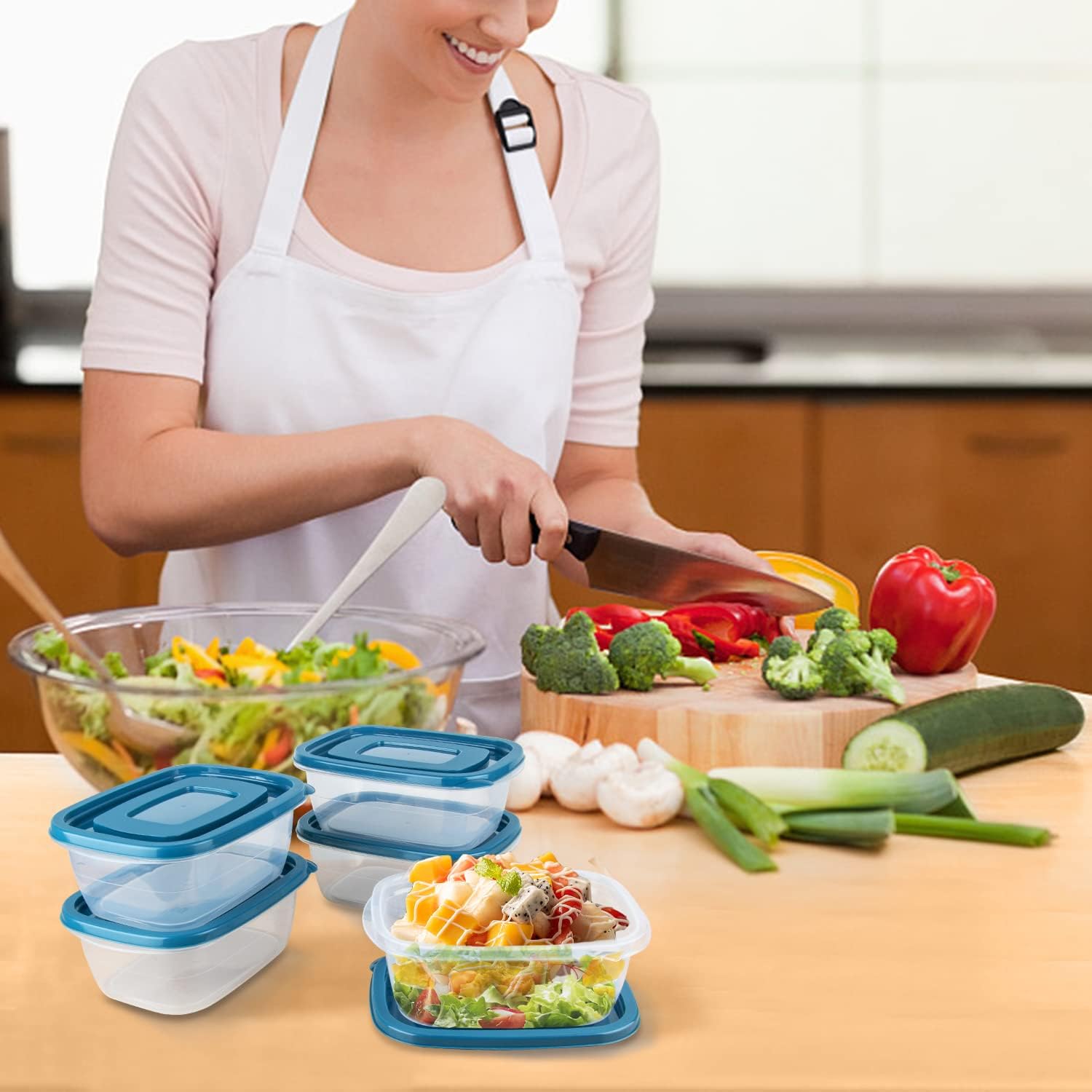 EFISH Portionsboxen 10er Set Kunststoff Lebensmittelbehaelter mit Deckel