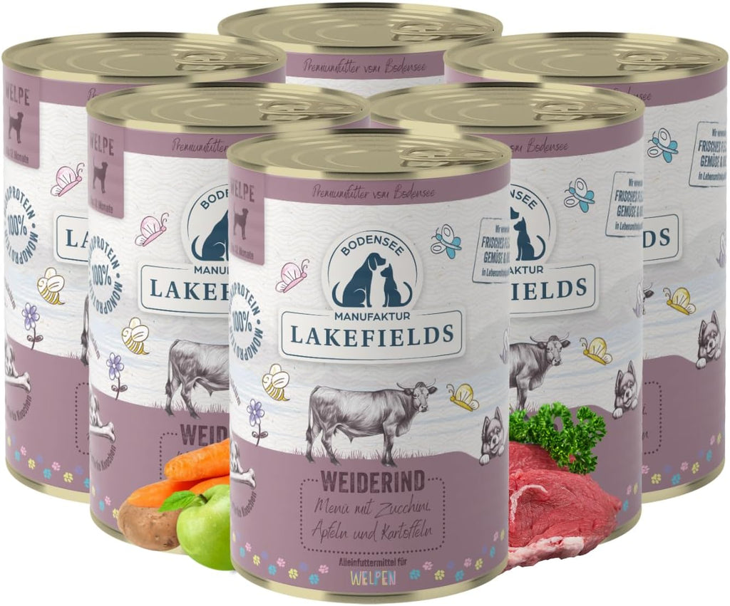 Lakefields Welpenfutter Nass Huhn 61% 6x800g verschiedene Sorten getre