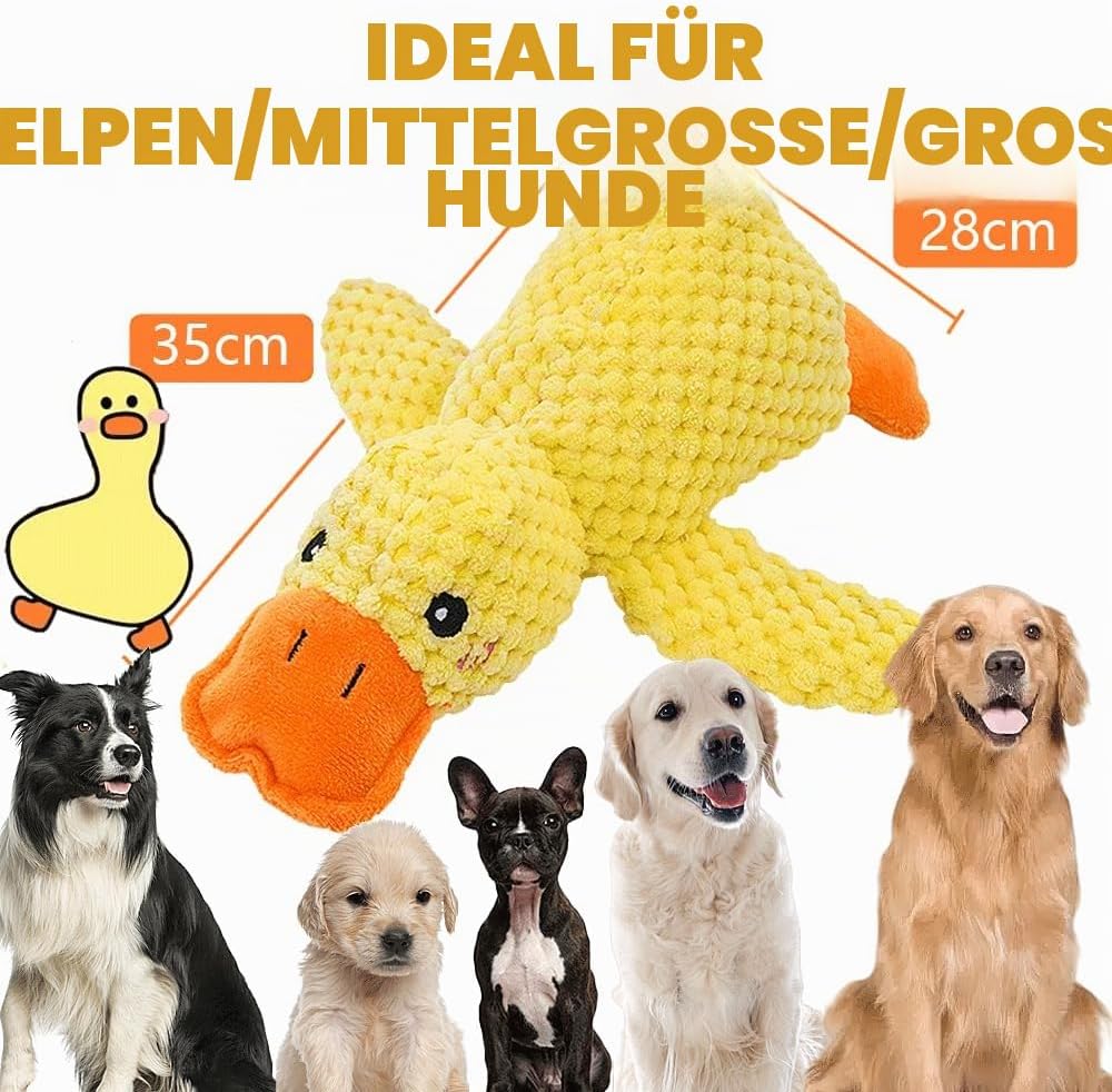 Plüsch Hundespielzeug Quietschente Weich Welpe Groß Mittel Klein 35 cm