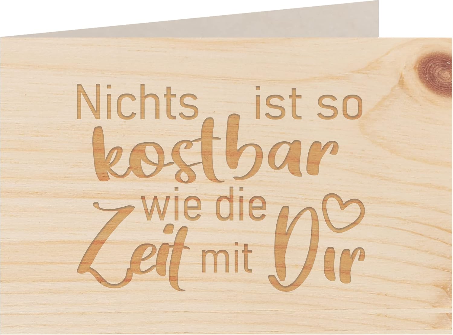 Holzkarte 'Kostbare Zeit mit Dir' - Liebeskarte Jahrestag Grusskarte
