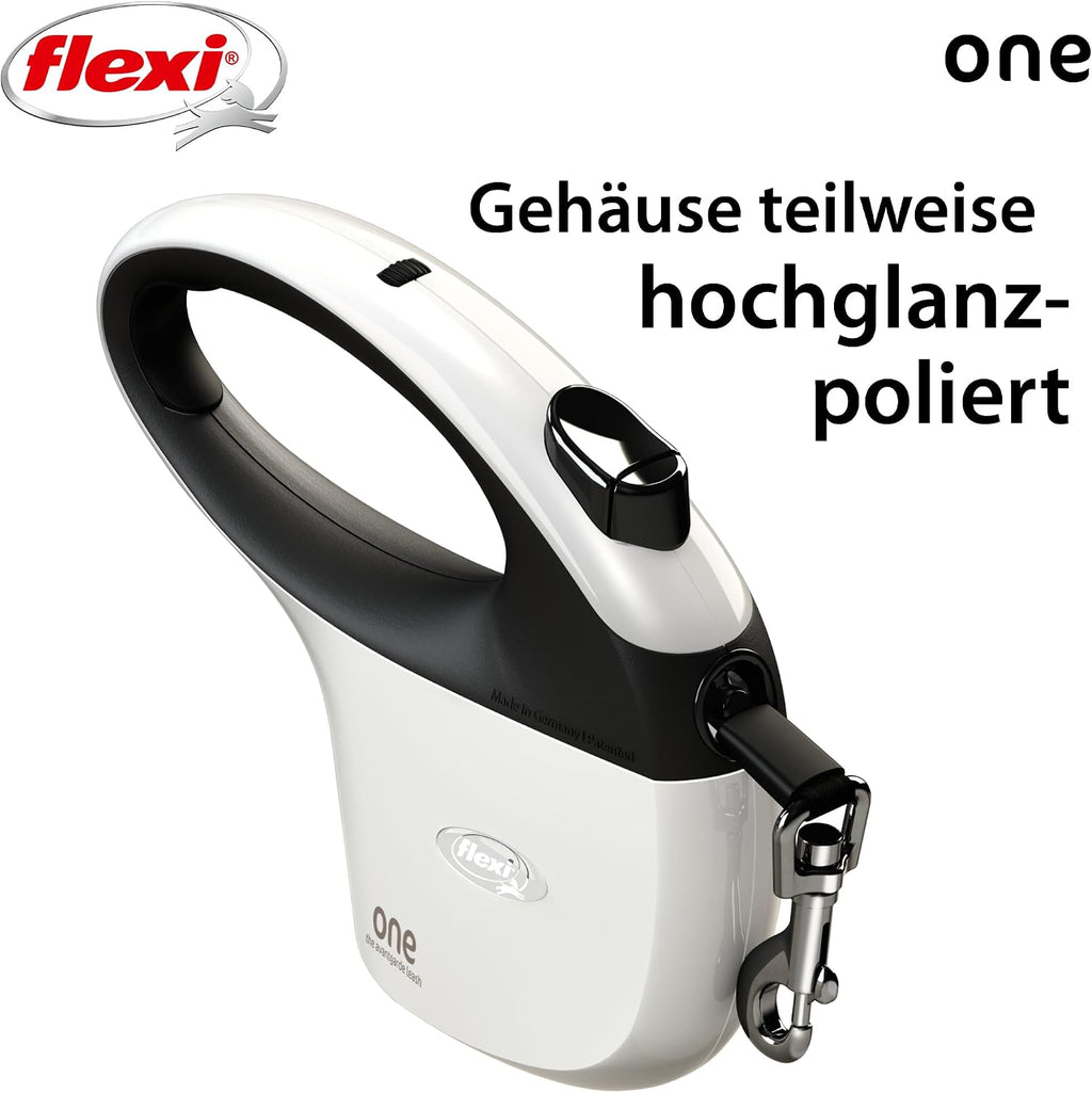 flexi One Gurt-Rollleine 5 m fuer Hunde bis 30 kg weiss-schwarz, 282 g