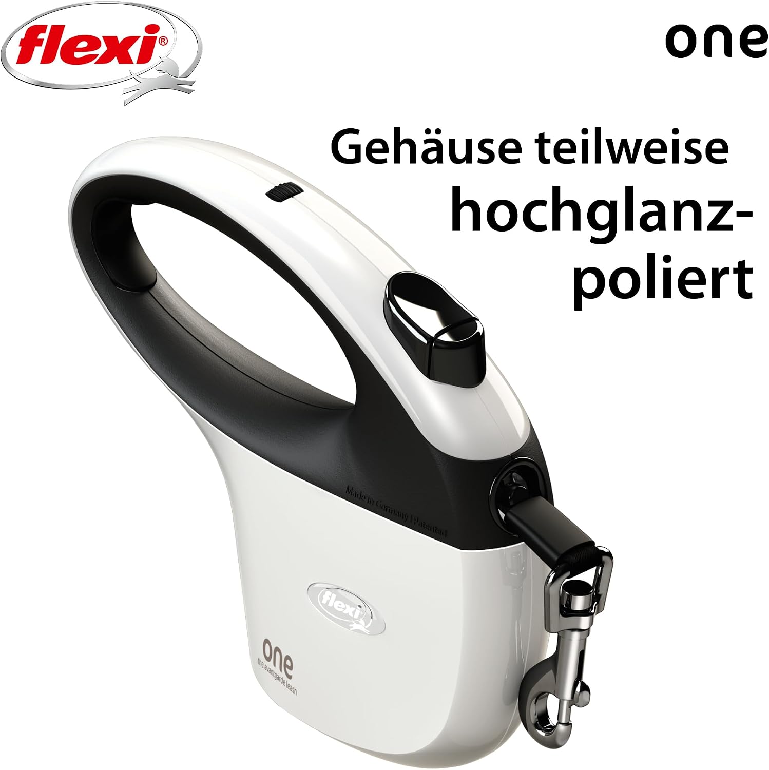 flexi One Gurt-Rollleine 5 m fuer Hunde bis 30 kg weiss-schwarz, 282 g
