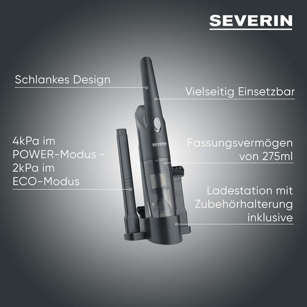 SEVERIN Akku Handstaubsauger 3‑in‑1 Nass und Trocken Weiss/Rot