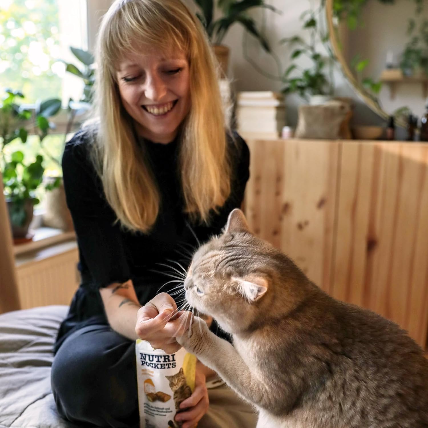 GimCat Nutri Pockets Kaese Katzensnack 60 g knusprig mit Fuellung