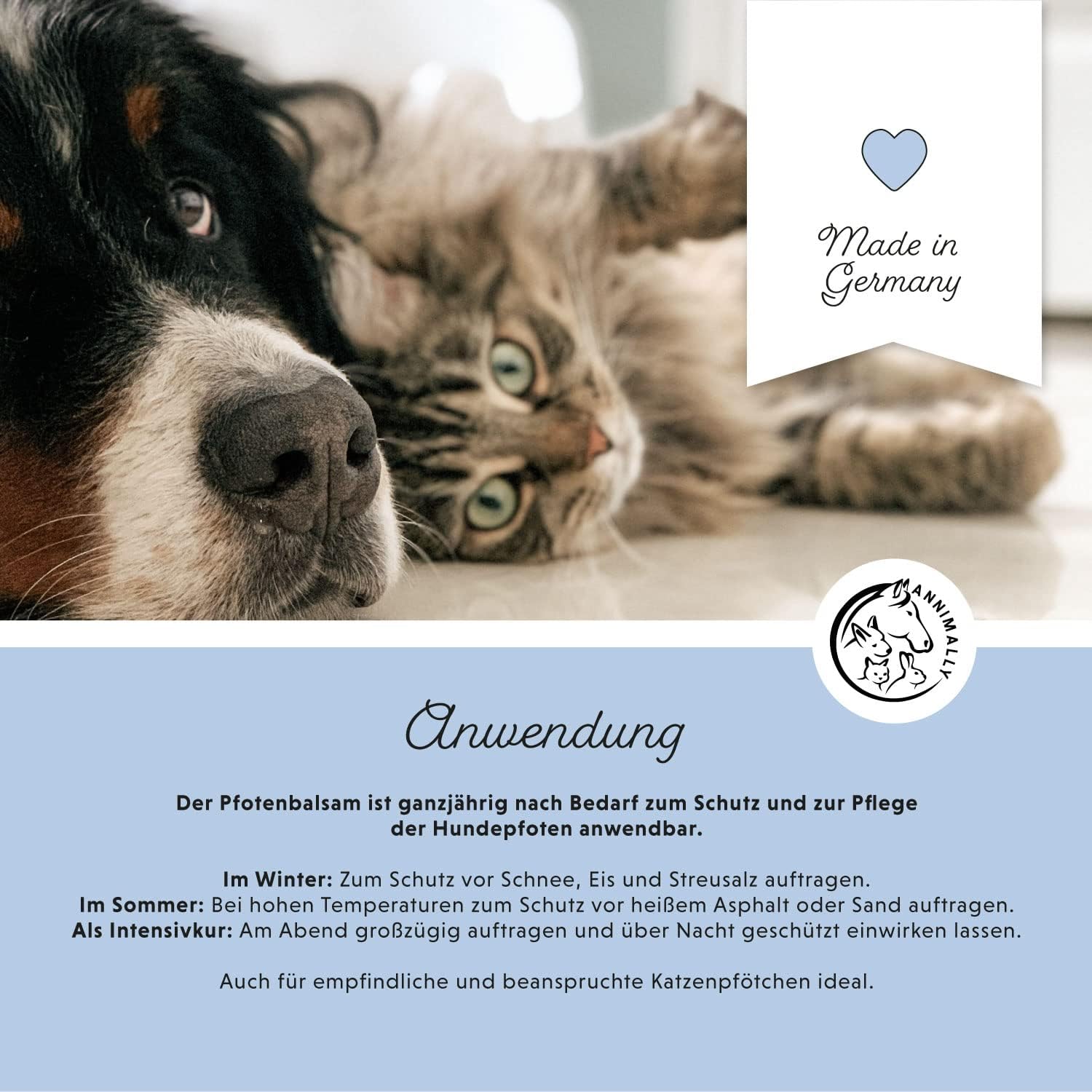 Annimally Pfotenbalsam 50g fuer Hund & Katze mit Bienenwachs, Sheabutter