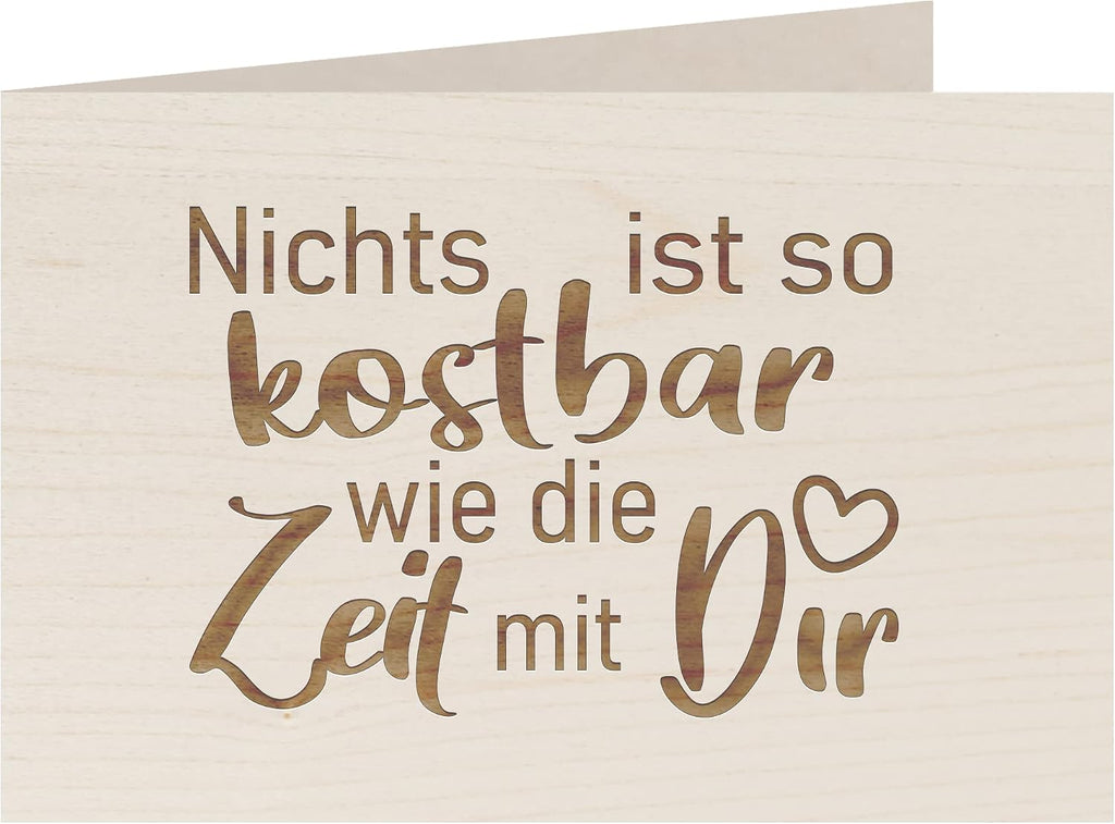 Holzkarte 'Kostbare Zeit mit Dir' - Liebeskarte Jahrestag Grusskarte