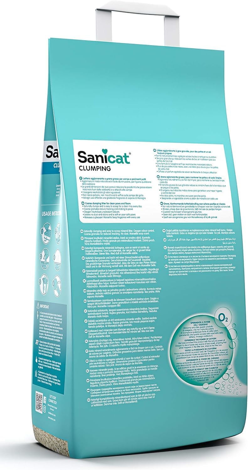 Sanicat Klumpstreu 10 L mit Marseille Duft Geruchsstop Katzenstreu