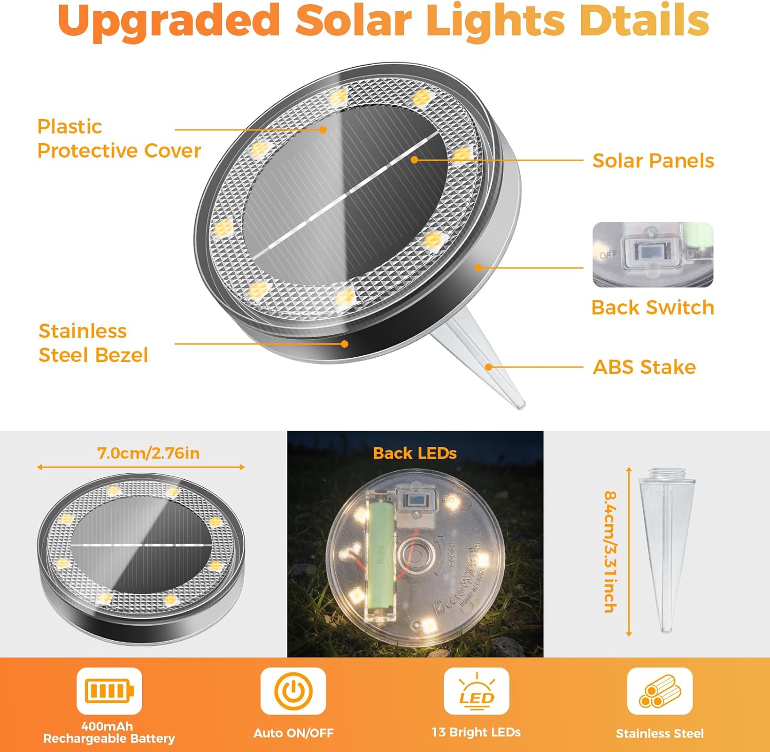 cshare Solar Bodenleuchten 4er Set 13 LED Wasserdicht Garten Weg Terrasse Warmwe