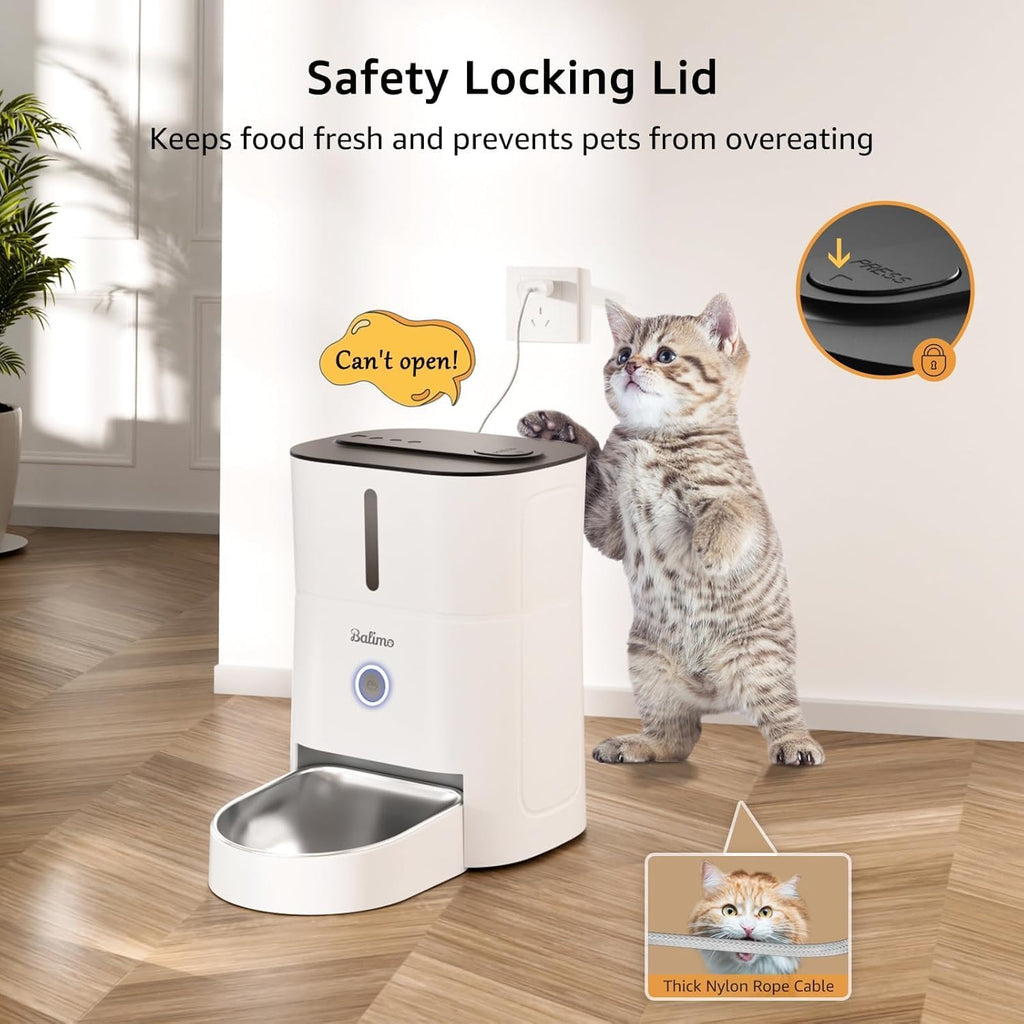 Balimo Futterautomat fuer Katzen 3L mit WiFi App Steuerung und Nachtlicht