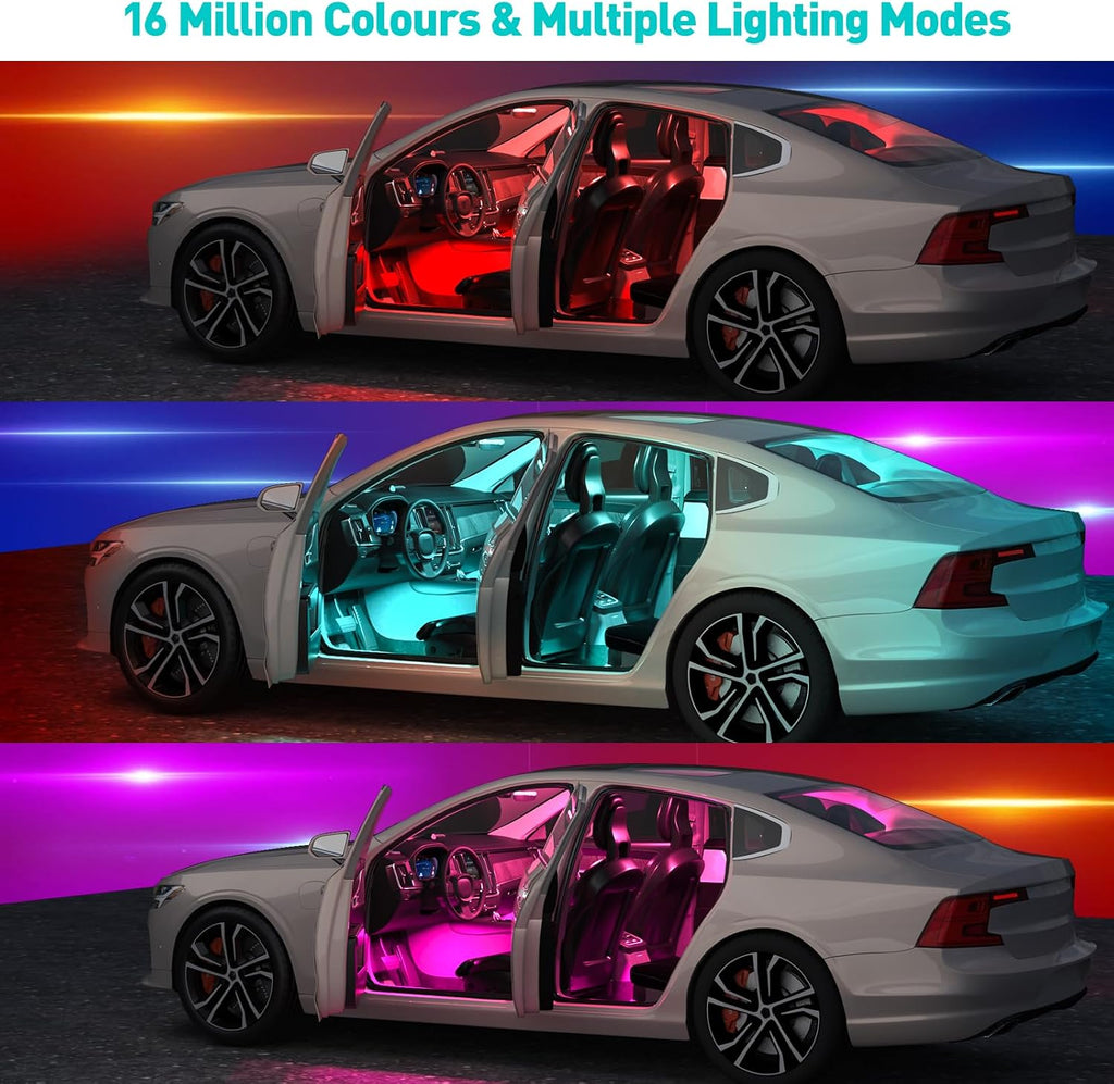 LED Ambientebeleuchtung Auto Innenraum mit App Steuerung 16 Mio Farben USB
