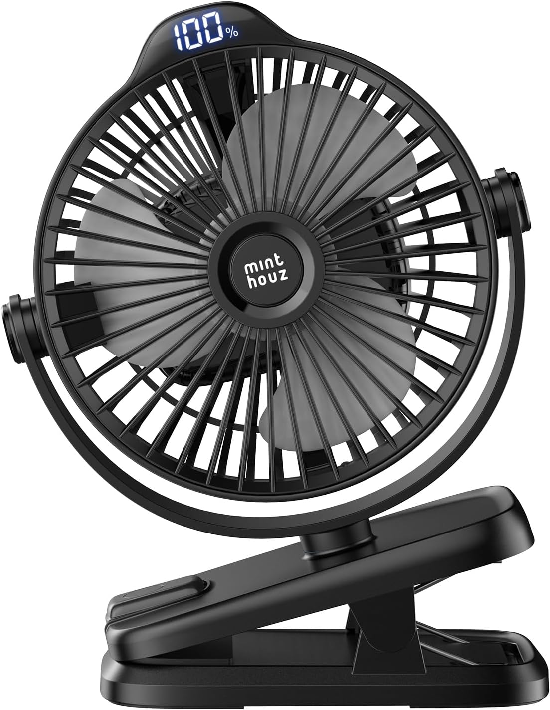 Minthouz Mini Tisch- und Clip-Ventilator USB 8000mAh, 5 Stufen, leise