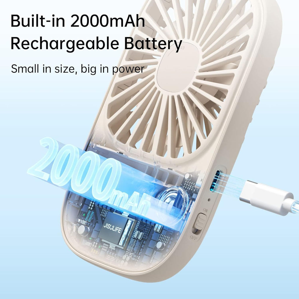 JISULIFE tragbarer USB-Ventilator 3 Stufen wiederaufladbar blau Reise