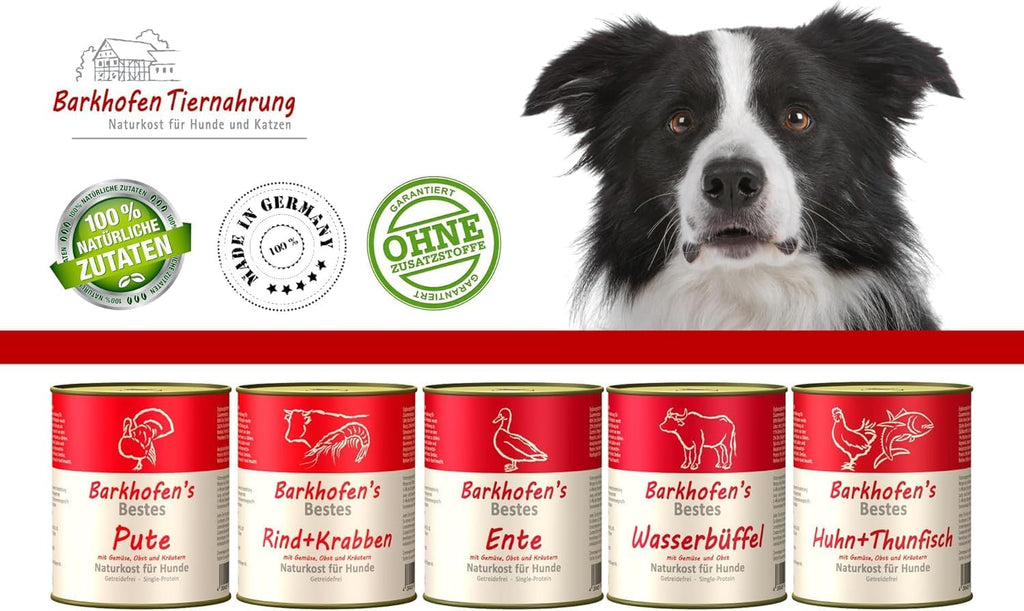 Barkhofen Nassfutter fuer Hund 6 x, getreidefrei, Ziege, verschiedene Sorte