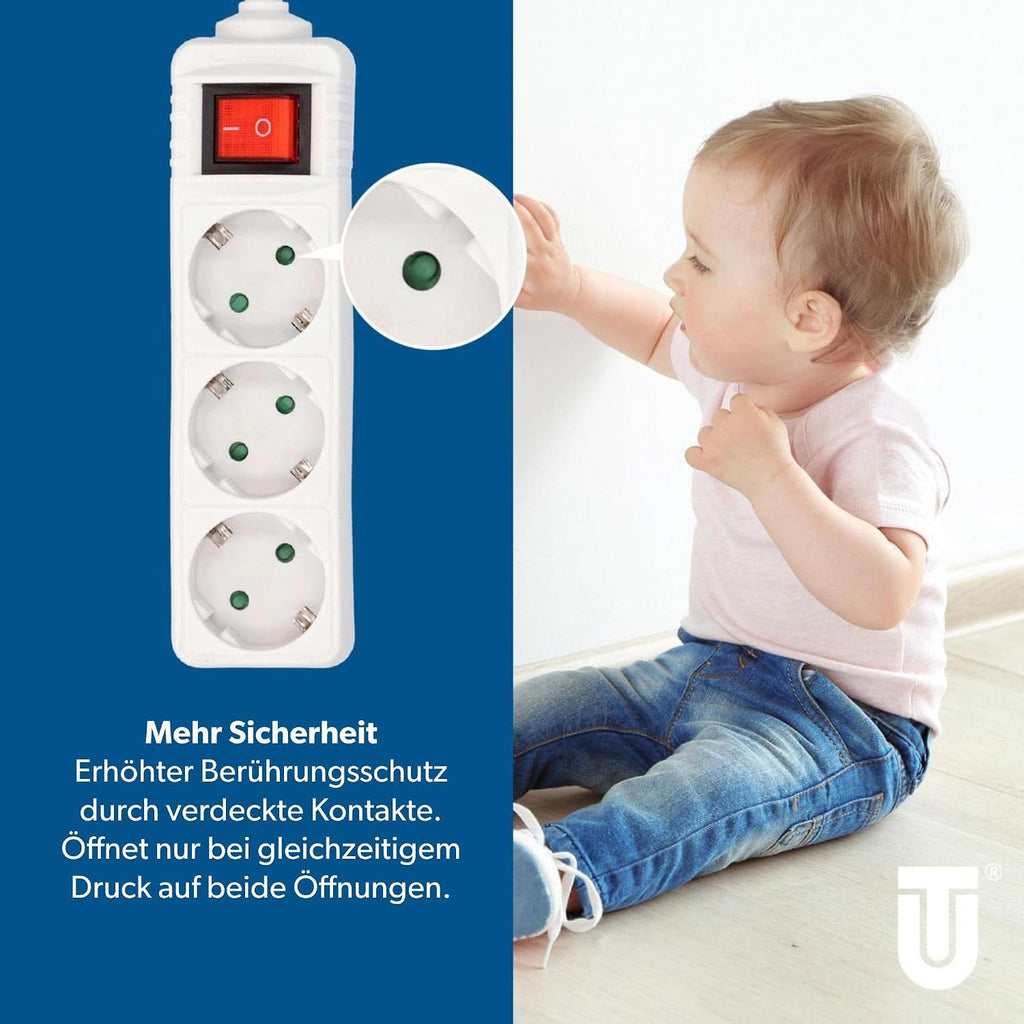 UNITEC Tischsteckdose 3‑fach mit Schalter 1,4 m Kabel Weiss