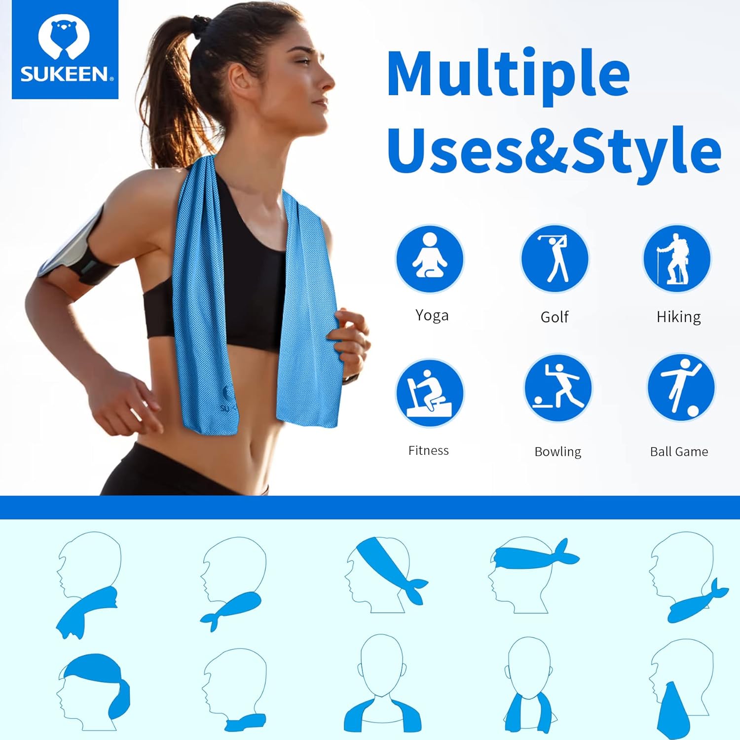 Sukeen Kuehlendes Handtuch Set fuer Sport Wandern Laufen Tennis Reisen
