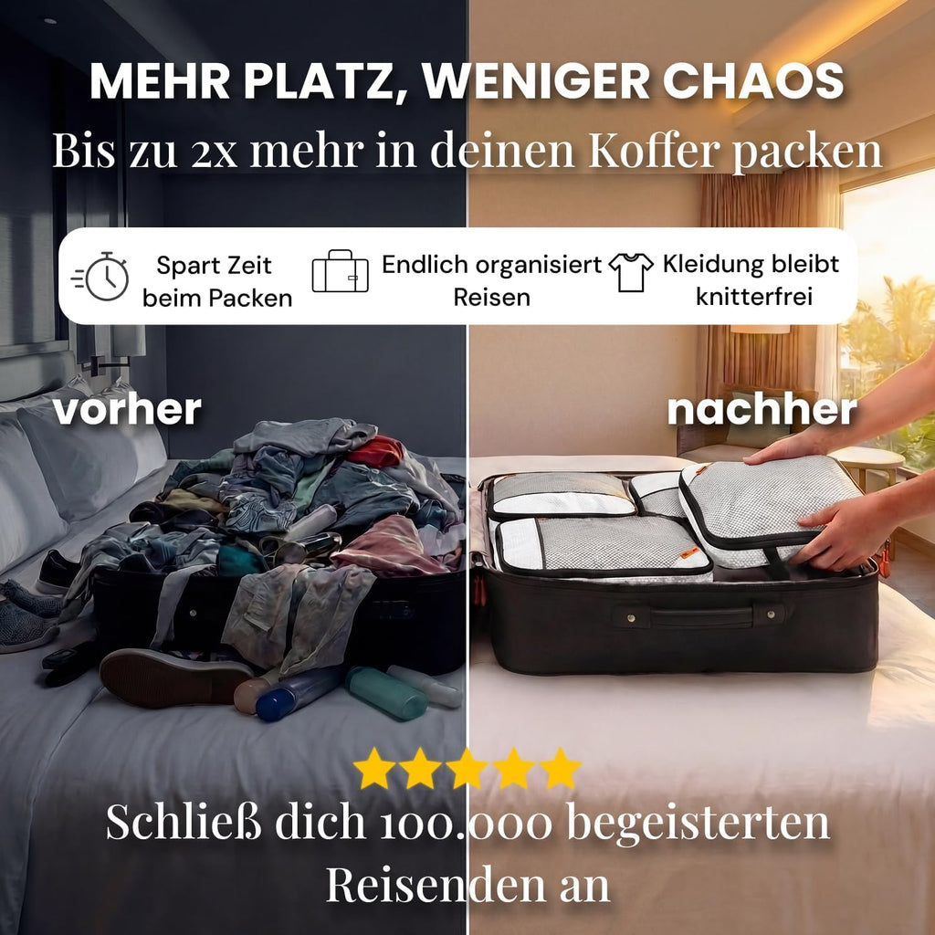 Packing Cubes Kompressions Reise Koffer Organizer Set - Gepaeck Ordnung