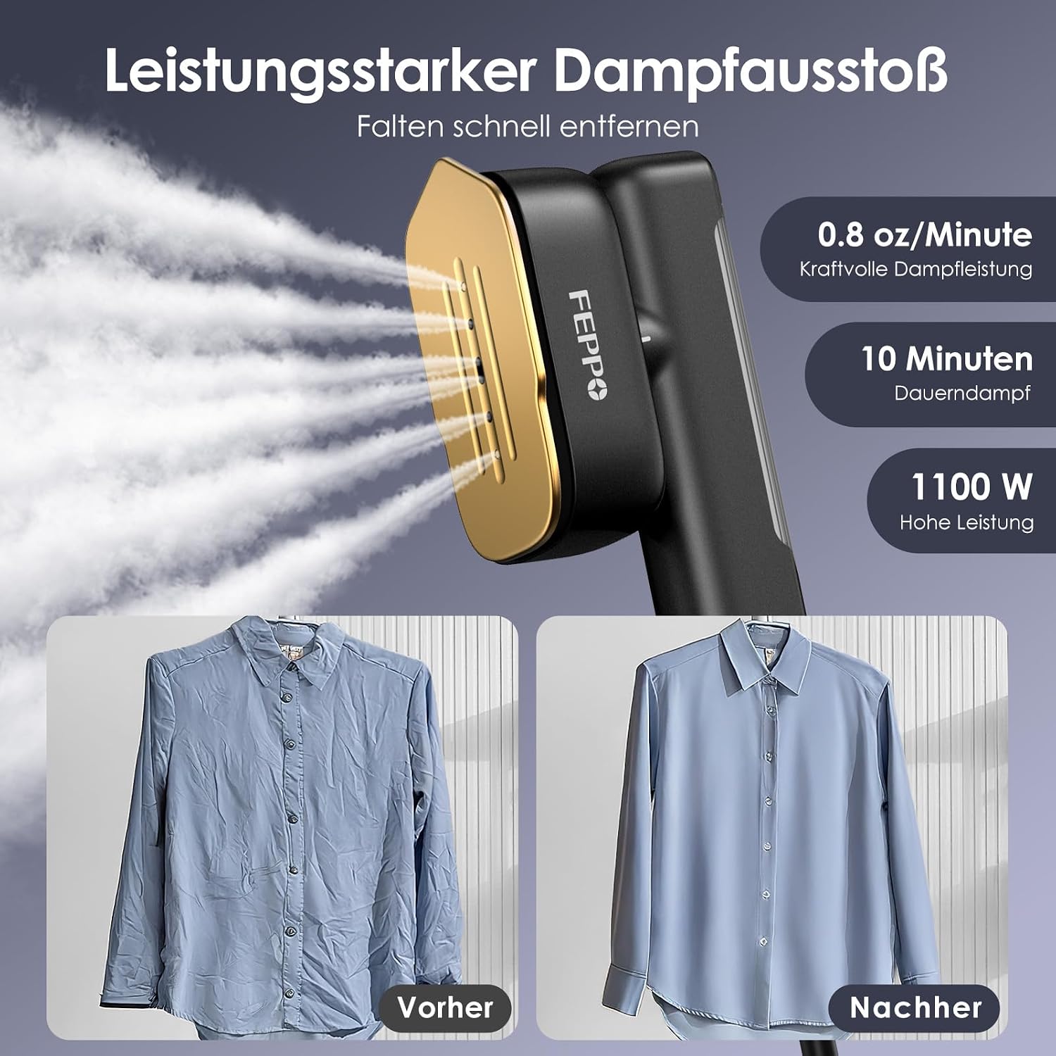 Dampfglaetter 1100W 2in1 Reise Dampfbuegeleisen Dual Voltage 15s Aufheizzeit
