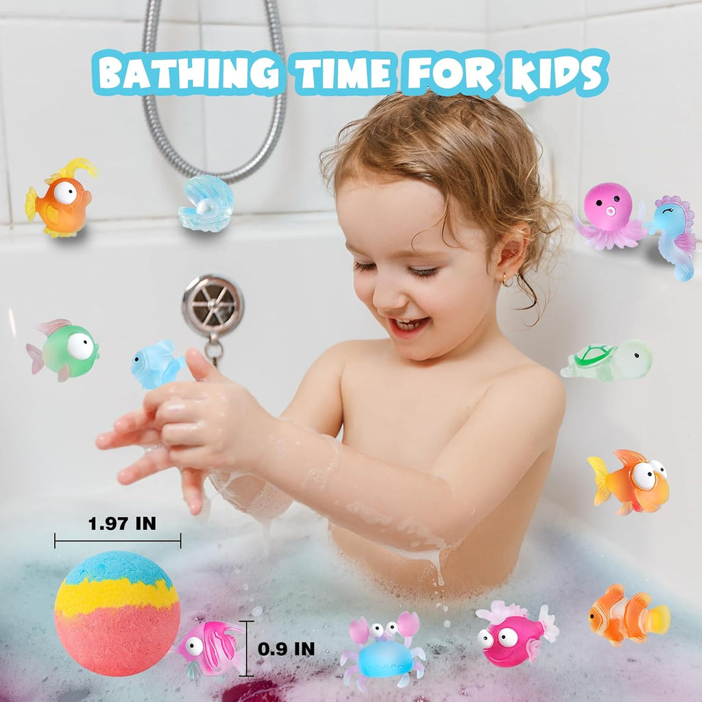 Badebomben Kinder 12er Set mit Ueberraschungsspielzeug Bio Badekugeln