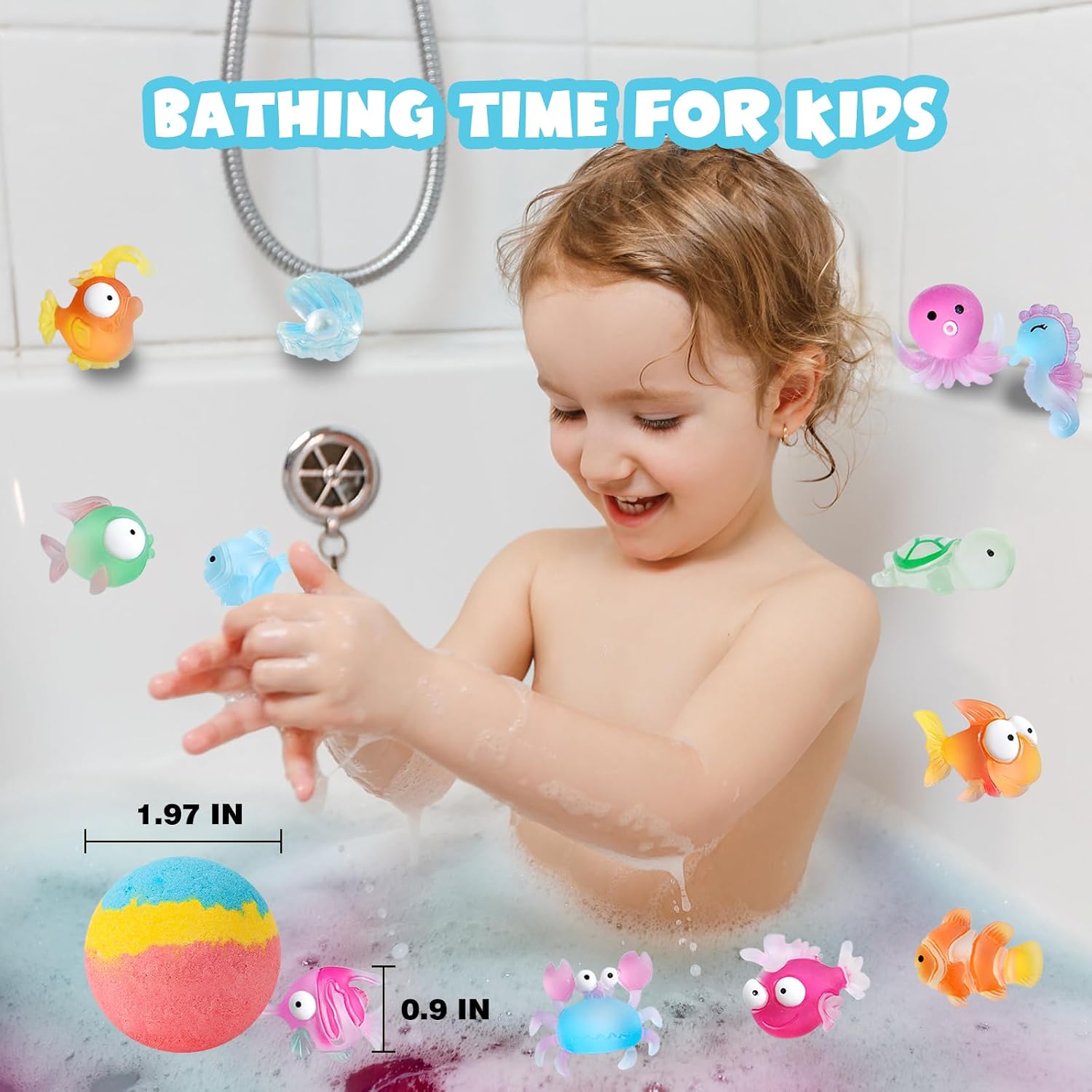 Badebomben Kinder 12er Set mit Ueberraschungsspielzeug Bio Badekugeln