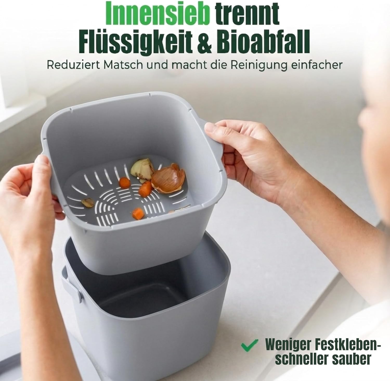 Komposteimer Kueche mit Deckel Biomuelleimer Geruchsdichter Behaelter